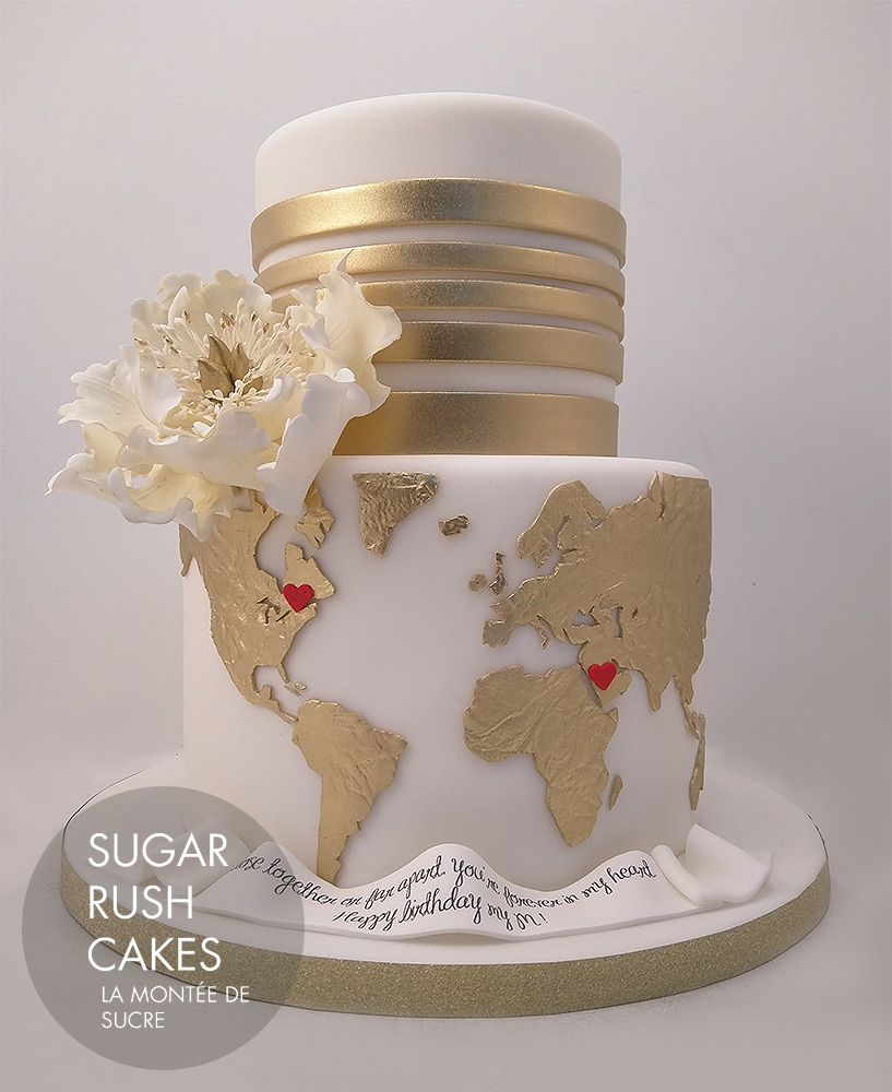 world map wedding cake